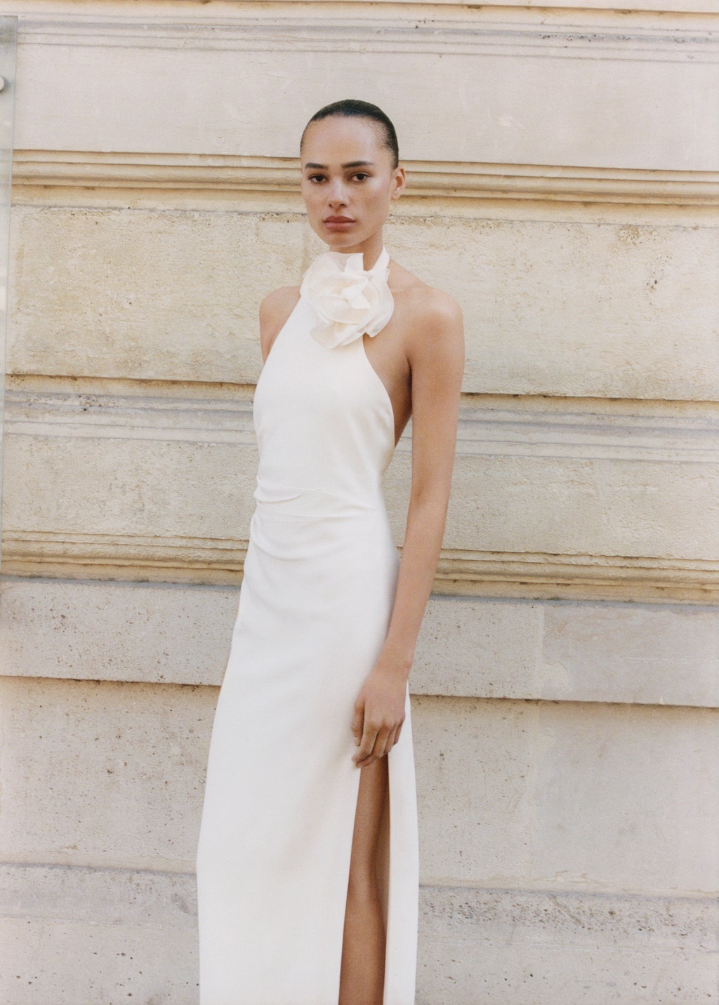 Draped halter-neck dress with flower motif 5 Draped halter-neck dress with flower motif