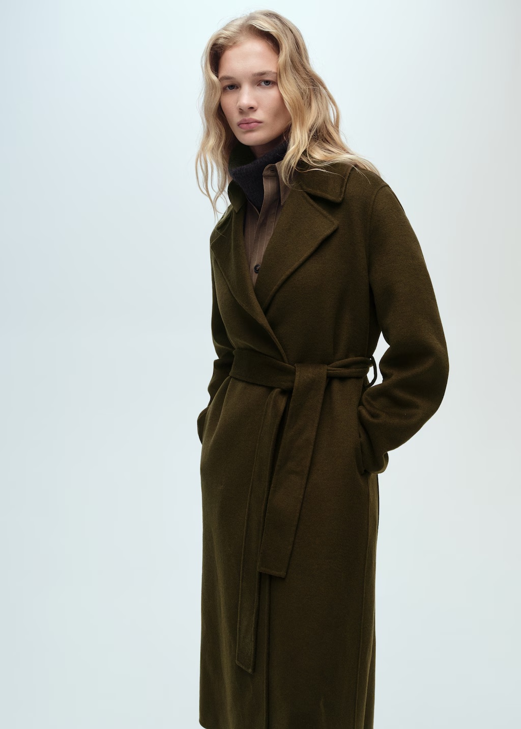 Handmade long coat with belt
