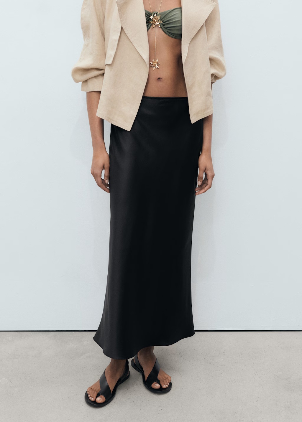 Satin long skirt