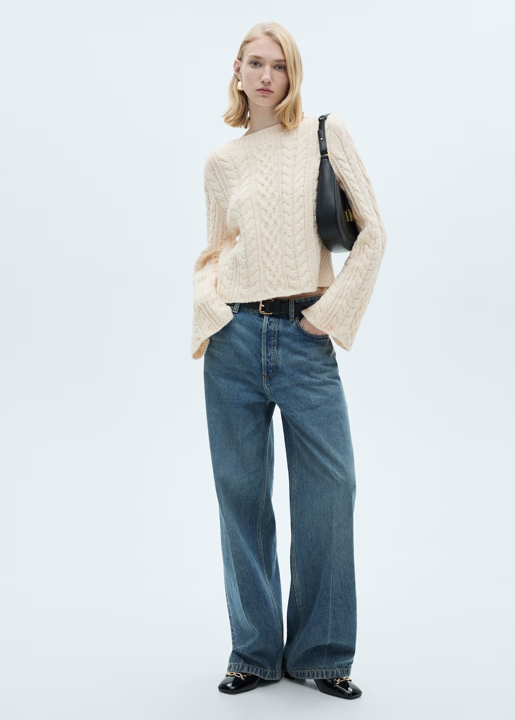 Twisted knitted flared-sleeve sweater 3 Twisted knitted flared-sleeve sweater