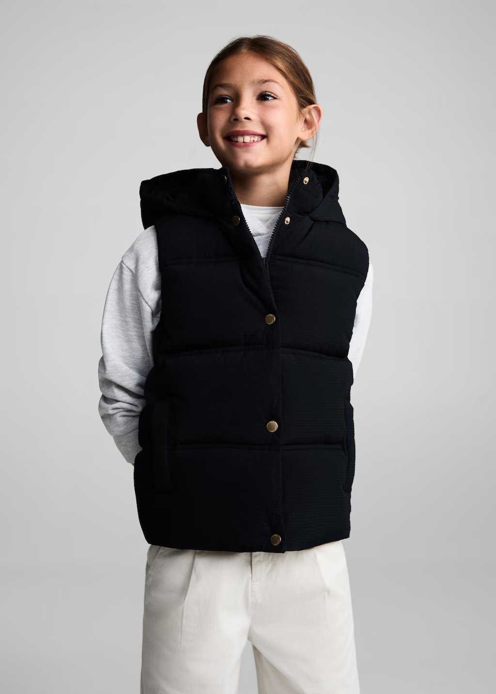 Quilted gilet with hood