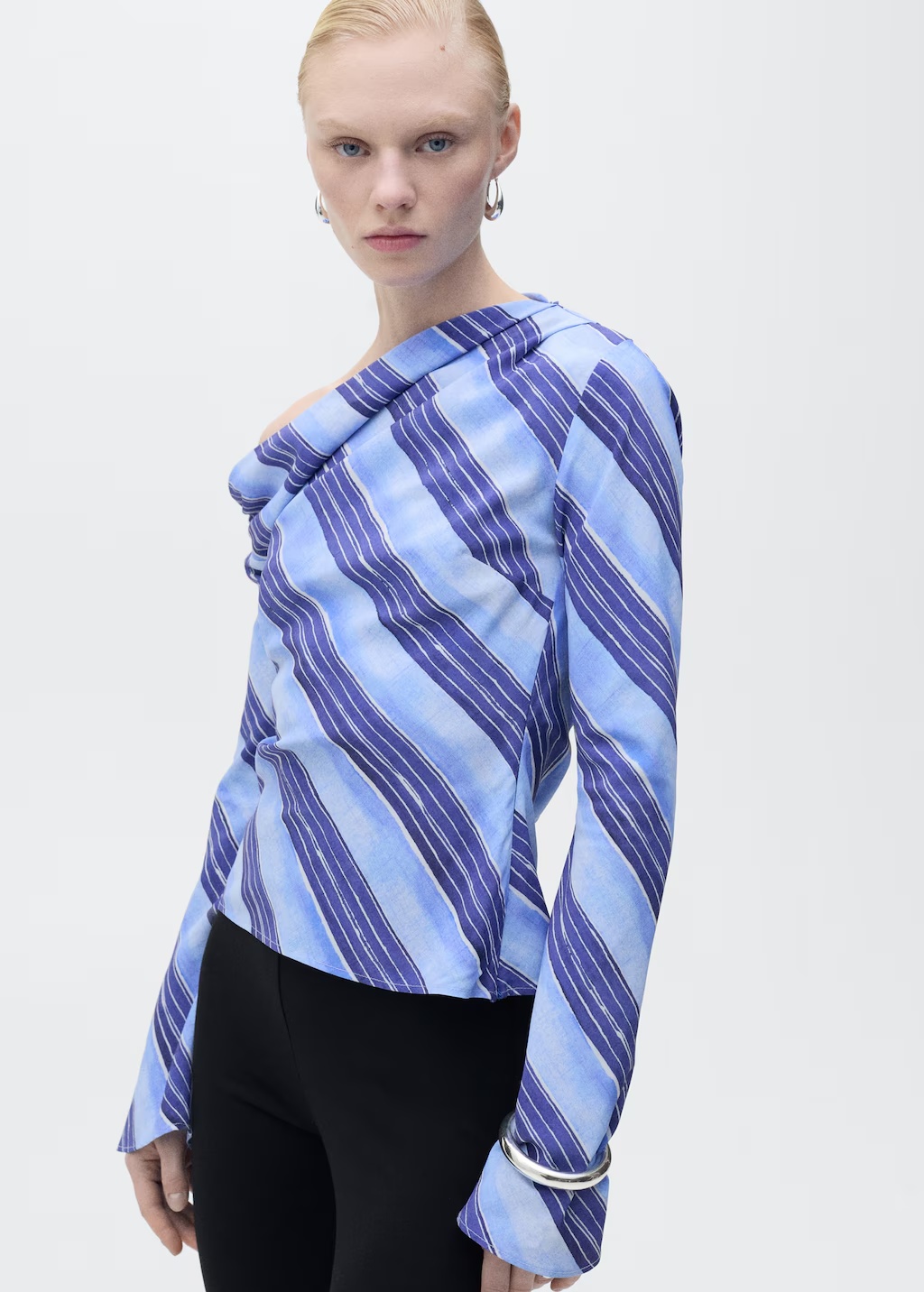 Asymmetrical striped blouse