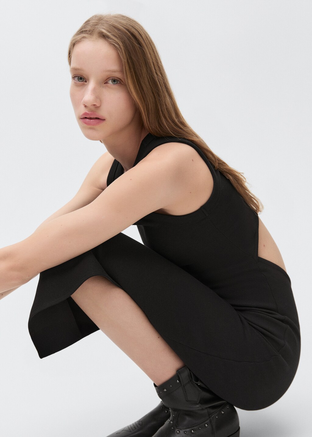Ribbed knit dress with opening 5 Ribbed knit dress with opening