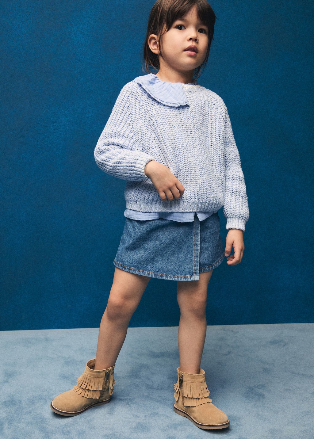 Wrapped denim skort