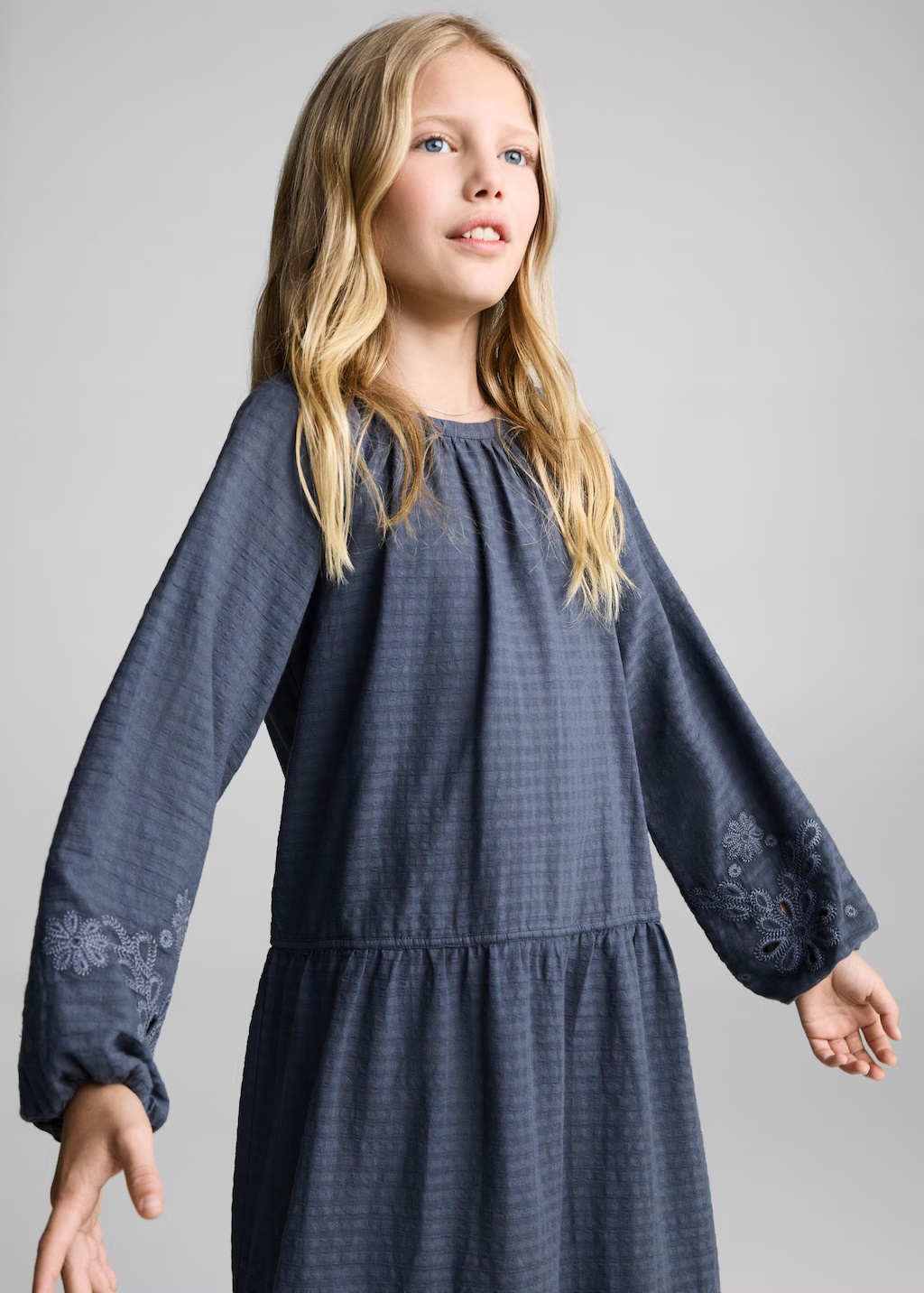 Embroidered textured dress