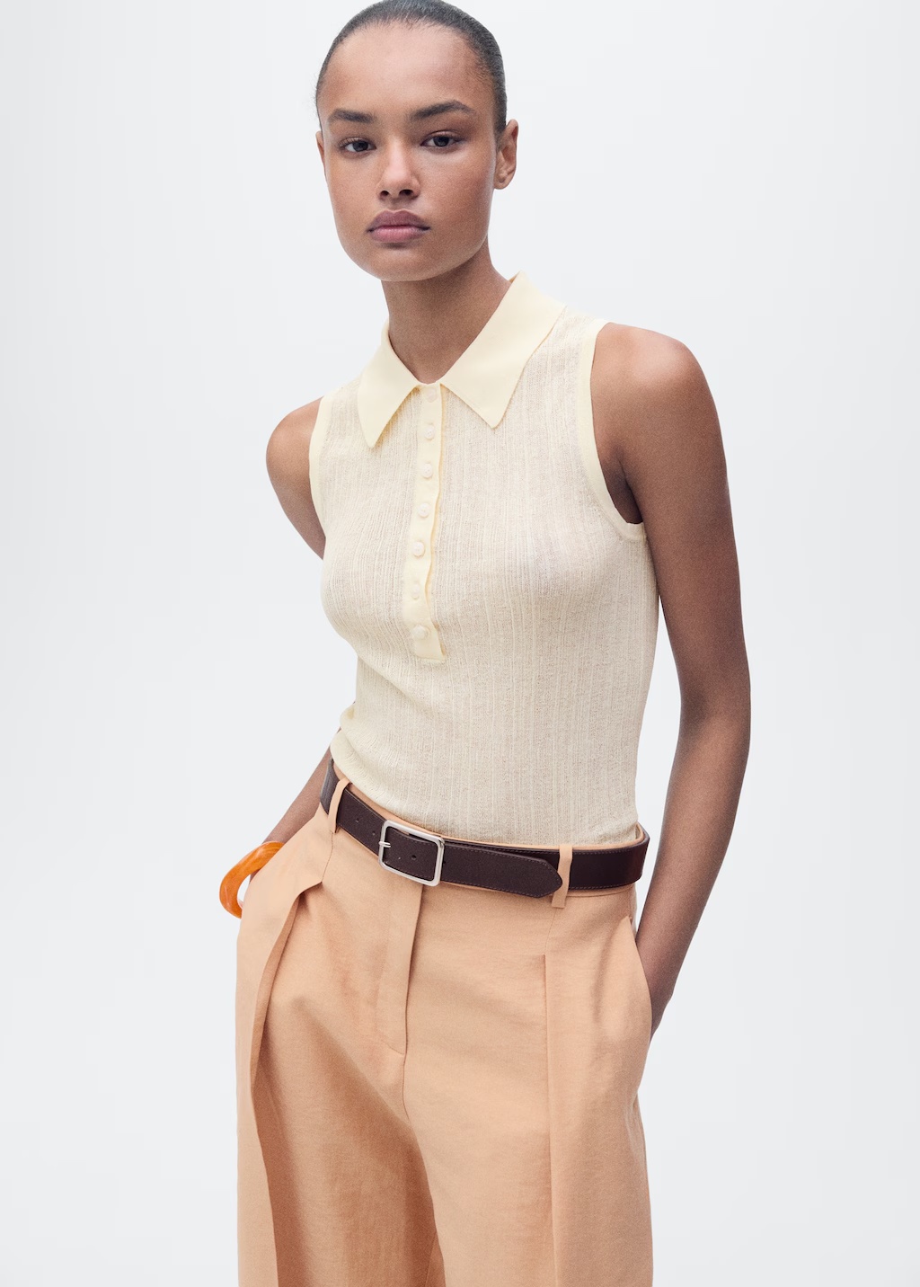 Polo-neck knitted top