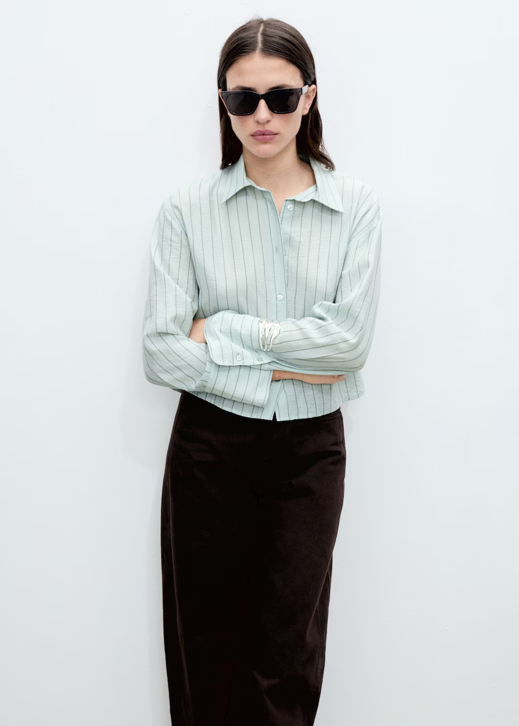 Striped cropped shirt