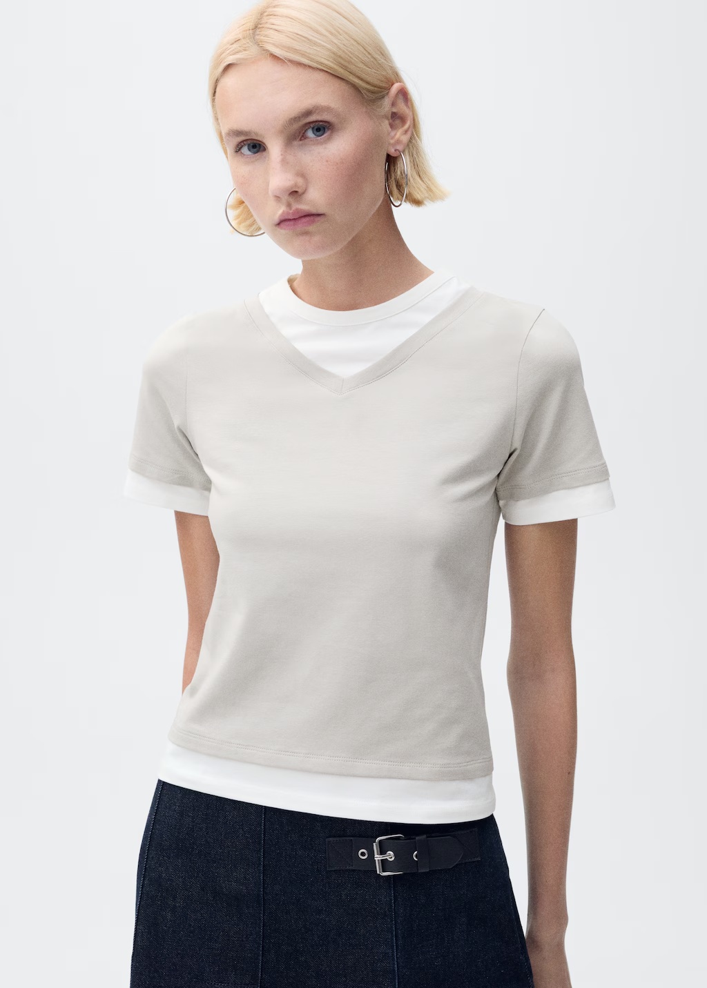 Contrasting cotton-blend T-shirt