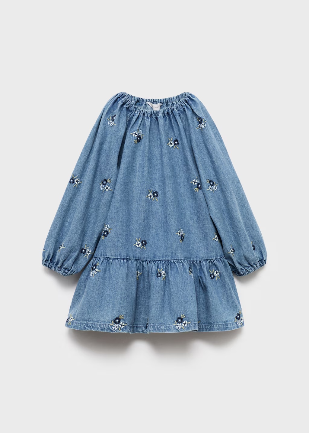 Flower embroidered denim dress