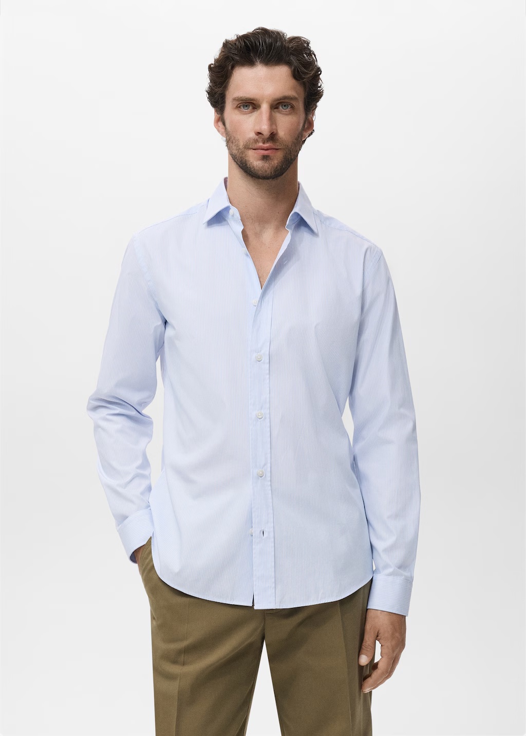 Regular fit striped cotton shirt