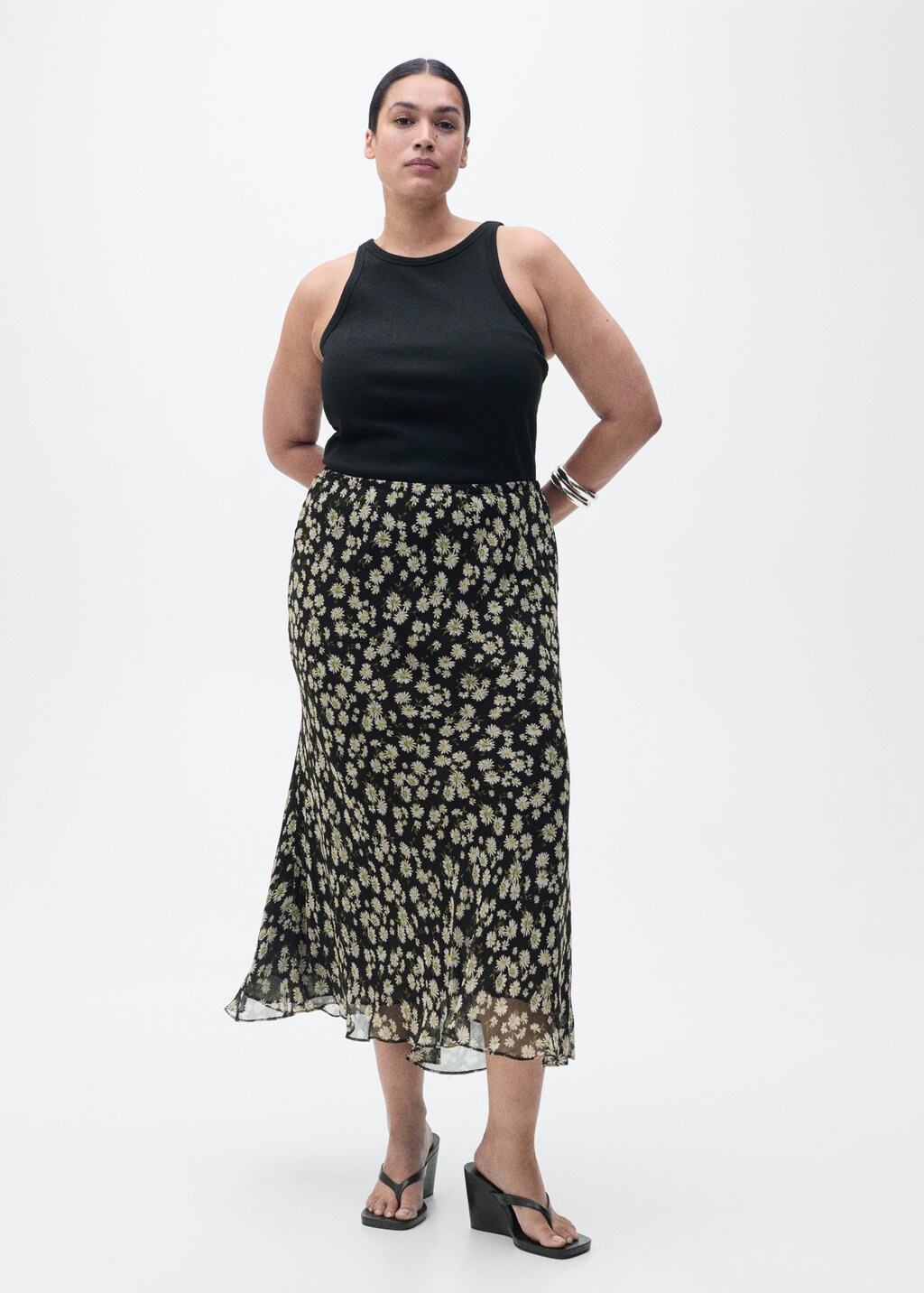 Long floral flared skirt 6 Long floral flared skirt