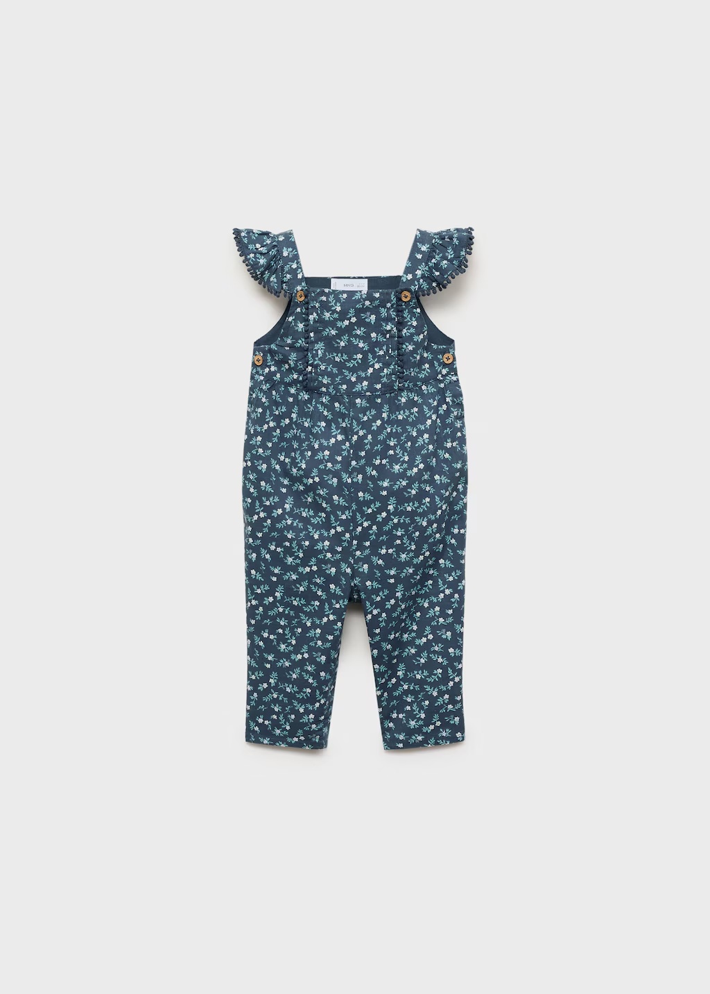 Ruffled printed dungarees