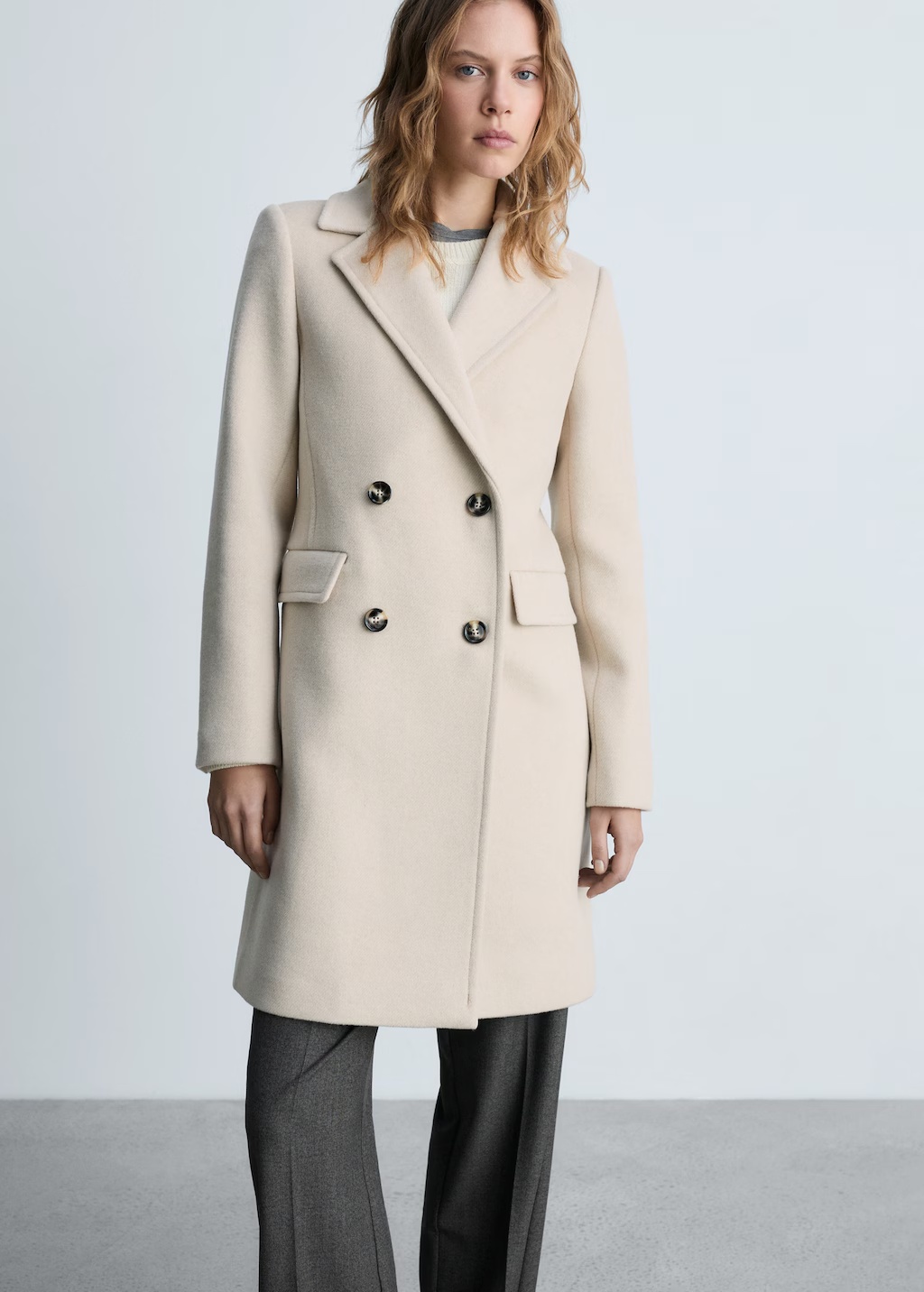 Double-breasted wool coat