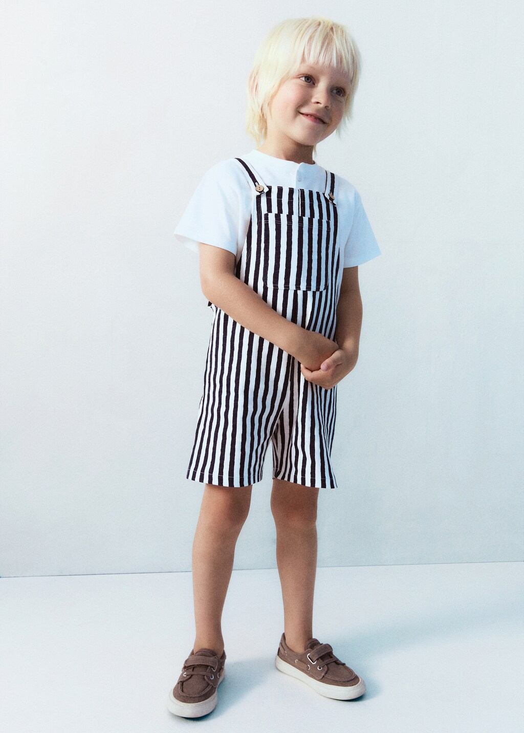 Striped short dungarees