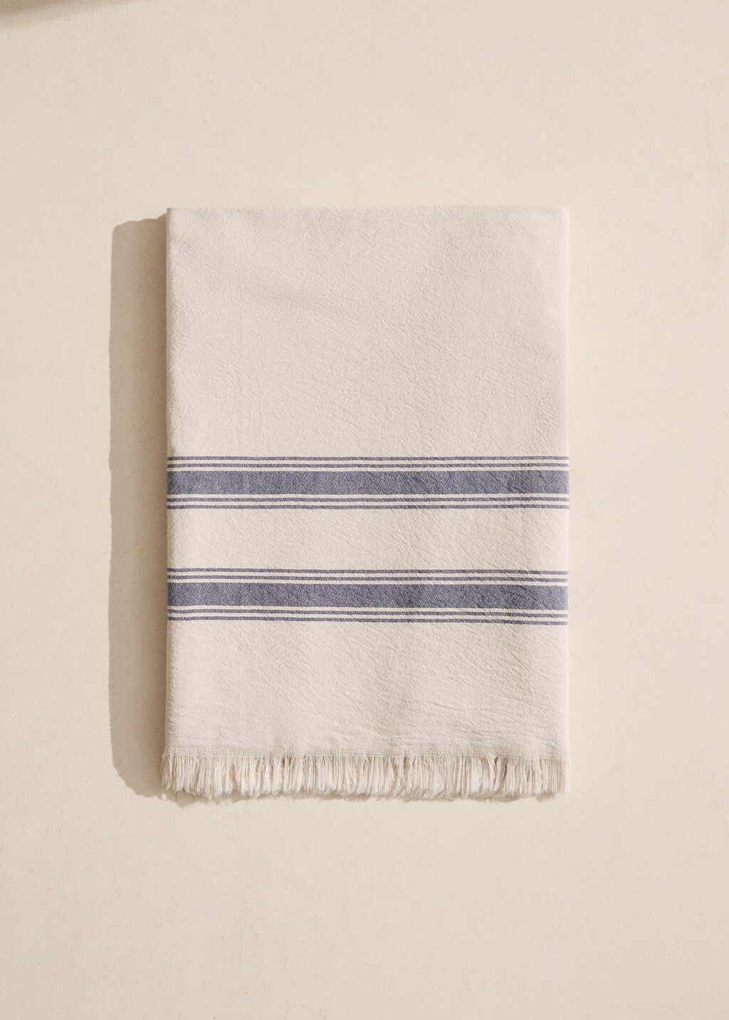 Fringed double-striped pareo towel
