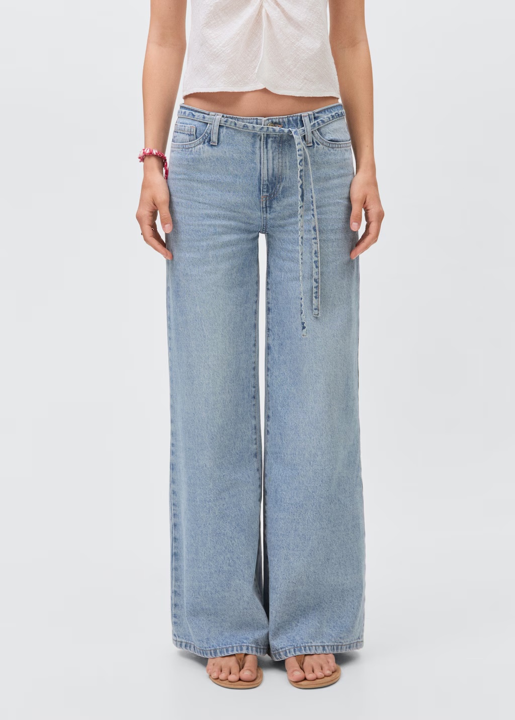 Wide leg jeans with loop