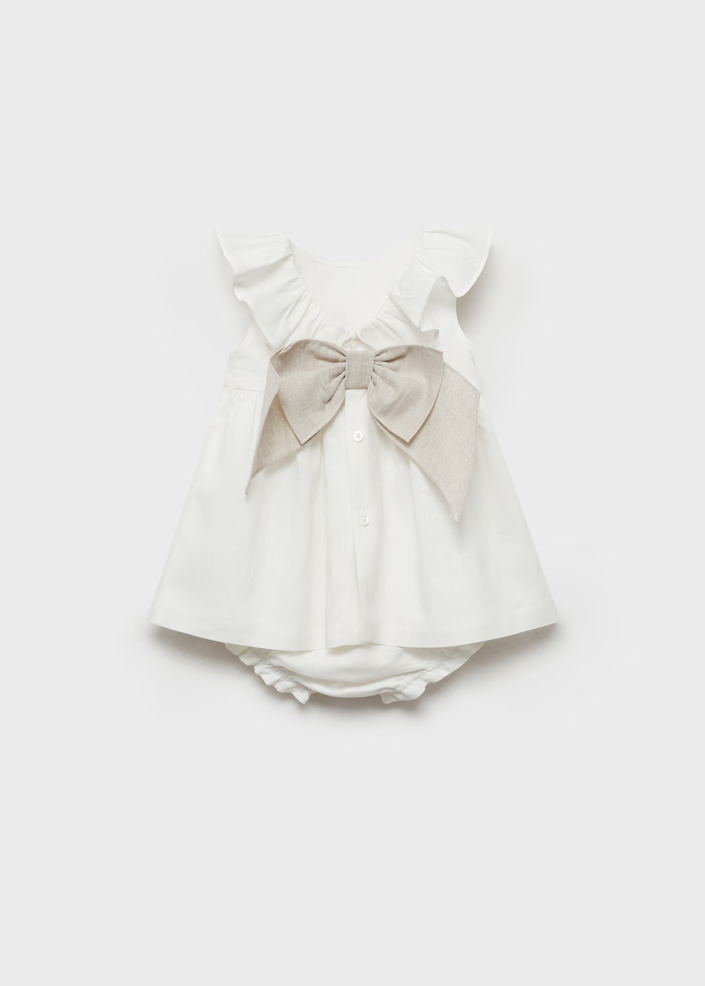 Linen dress with bow and frog