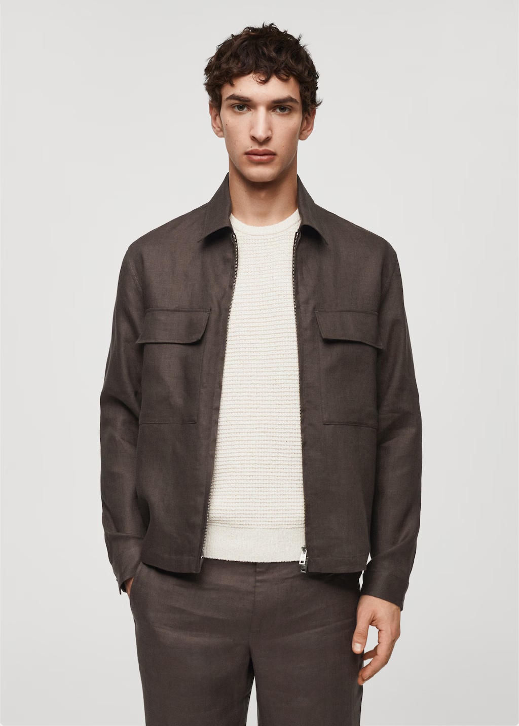 100% linen overshirt with pockets