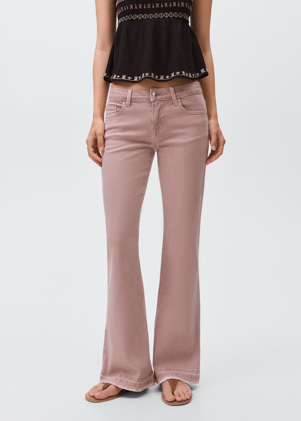 Decorative seam flared jeans