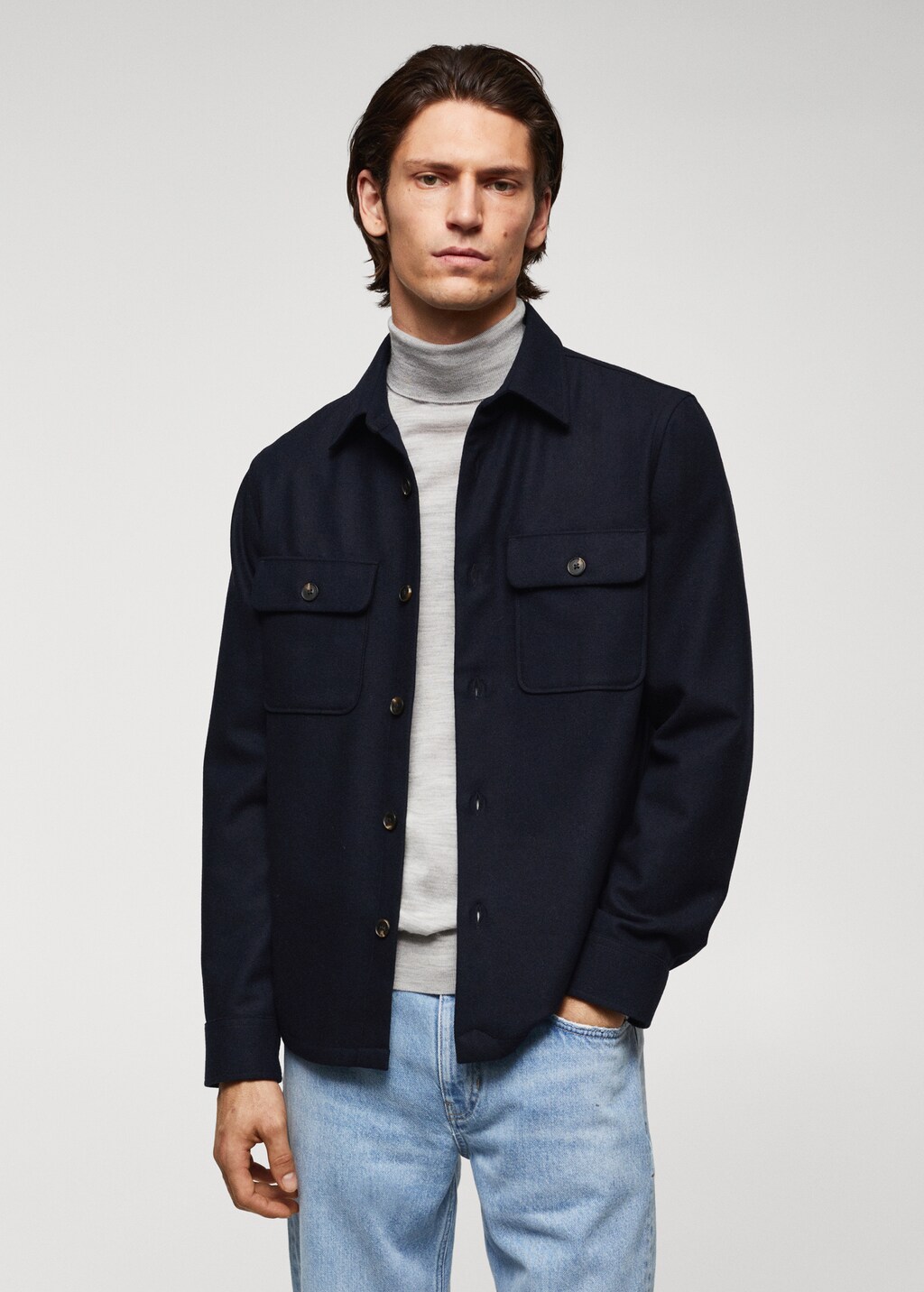 Wool overshirt with pockets