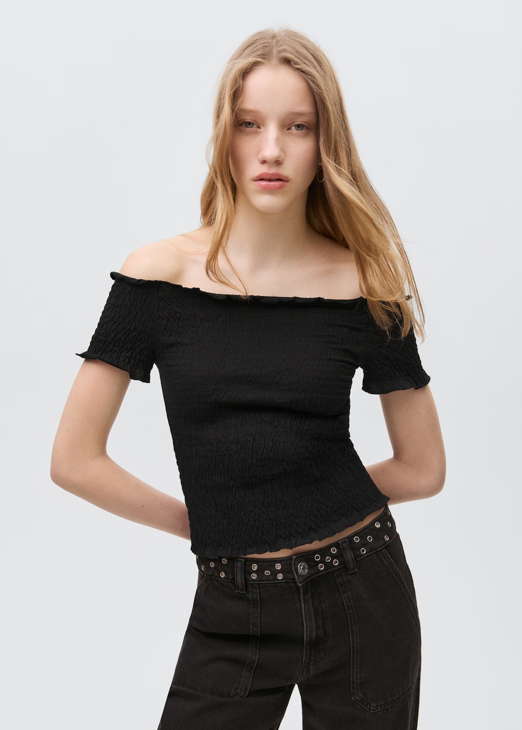 Ruched strapless top