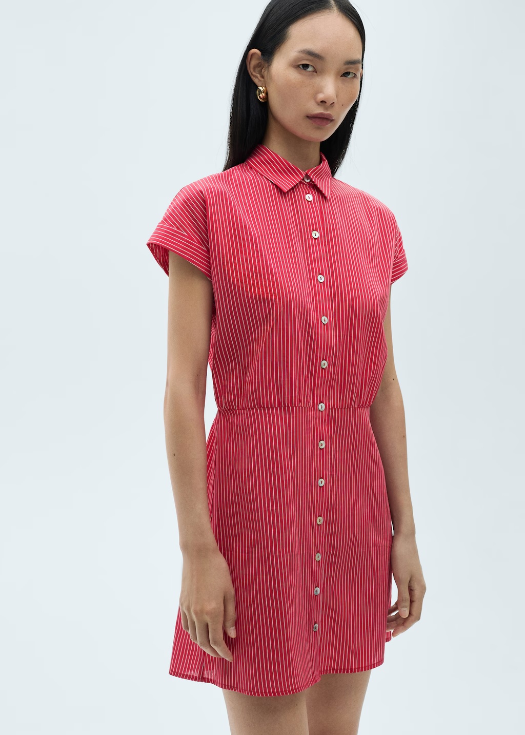 Striped cotton shirt dress