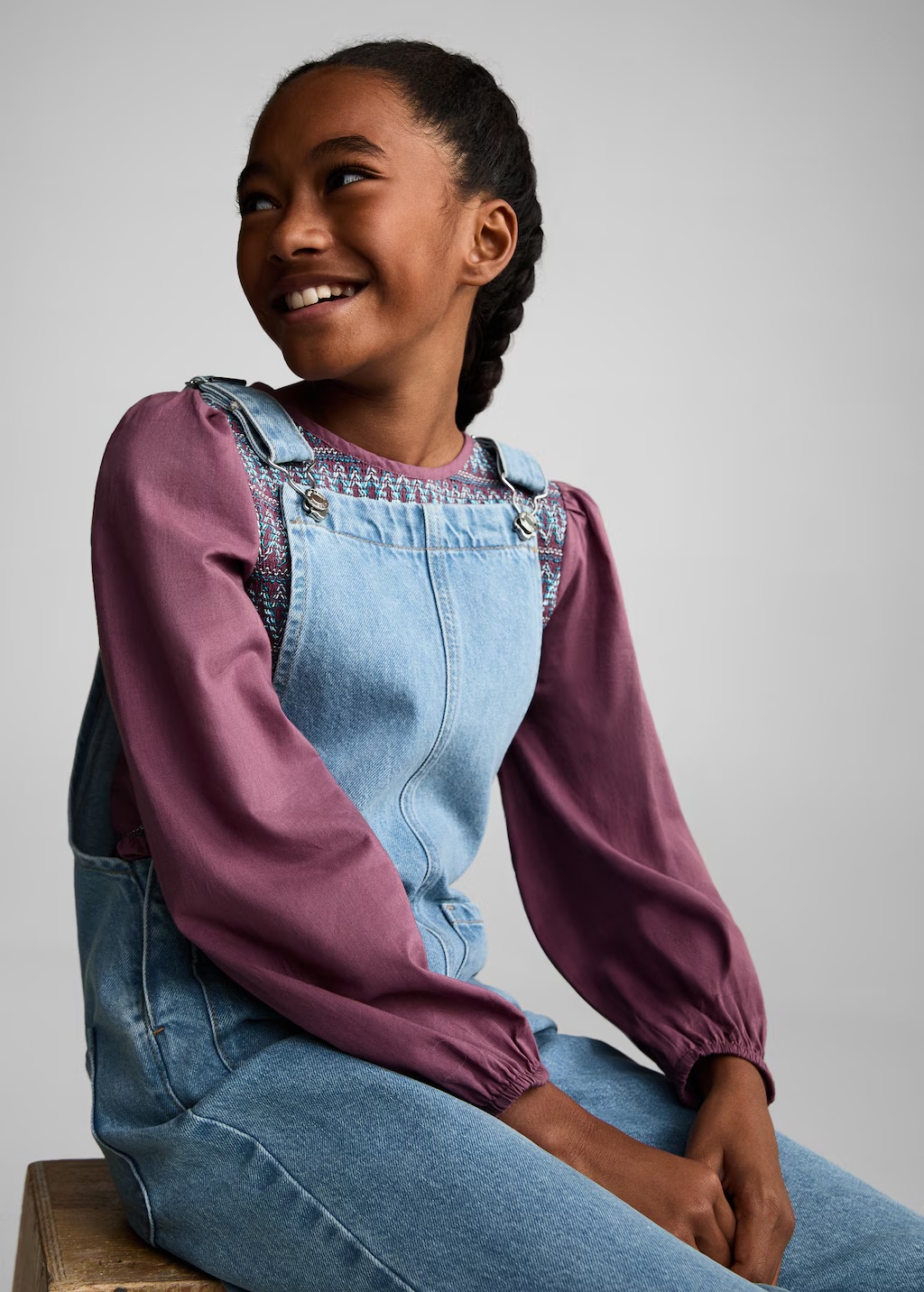Long denim dungarees