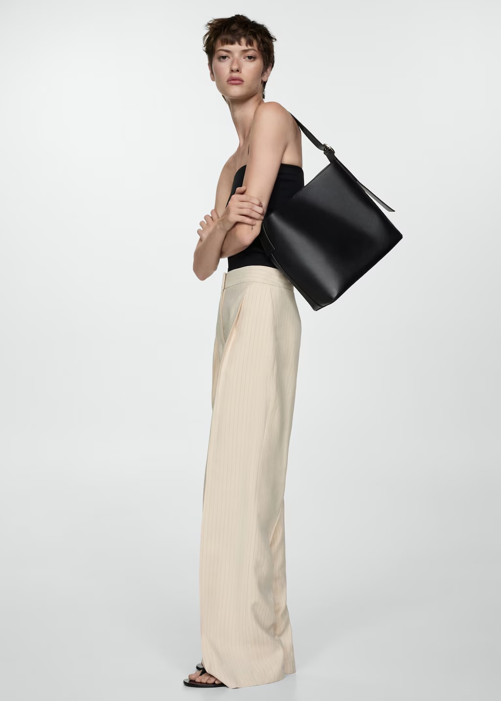 Leather shopper bag