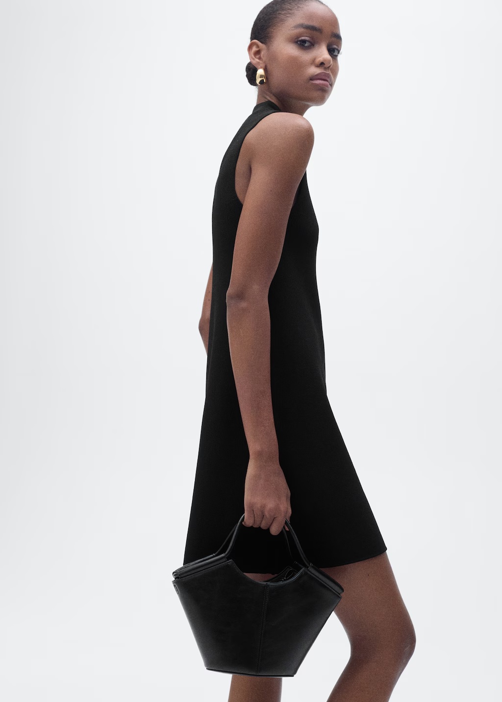 Perkins-neck knitted dress