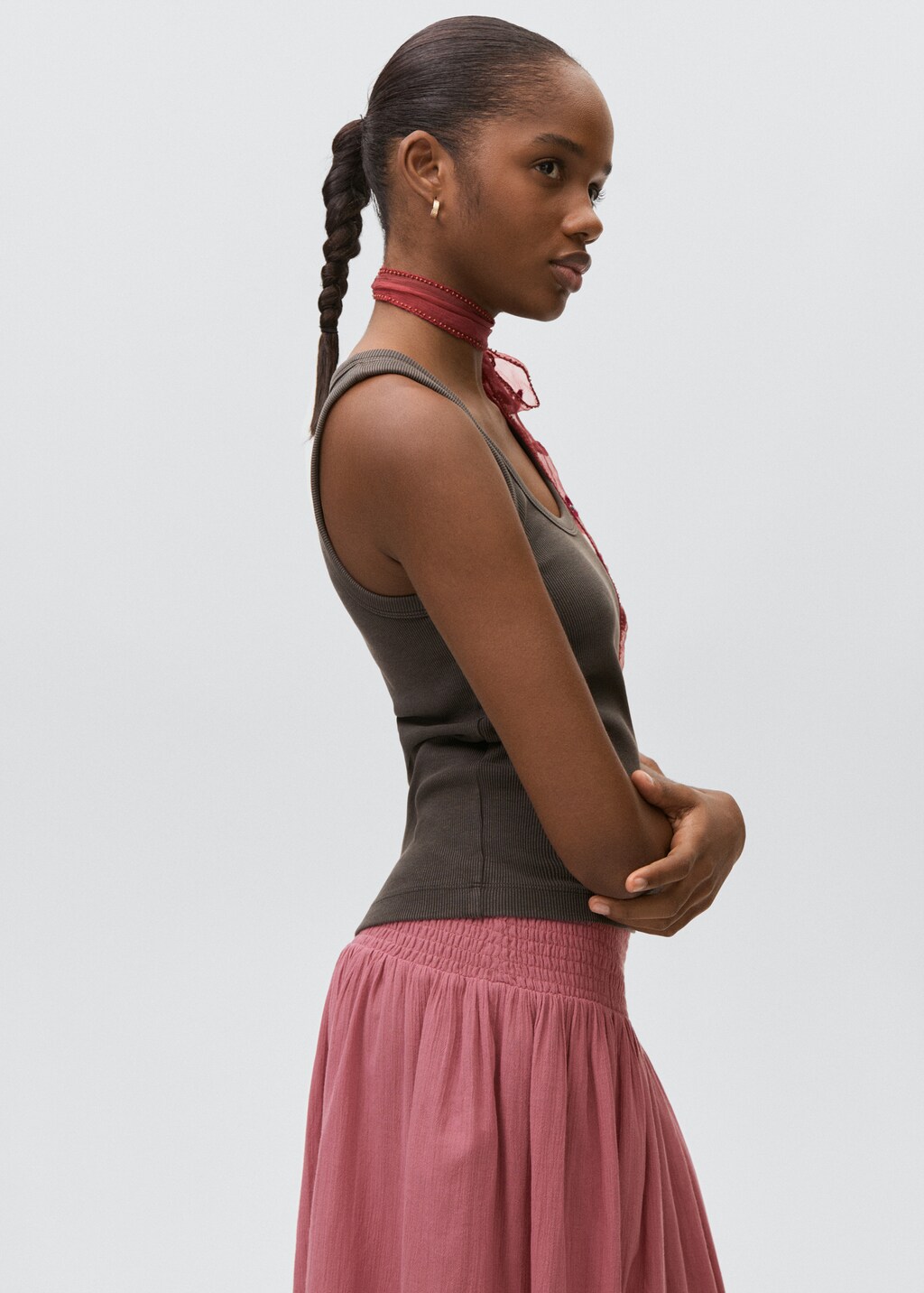 Ruffled long skirt