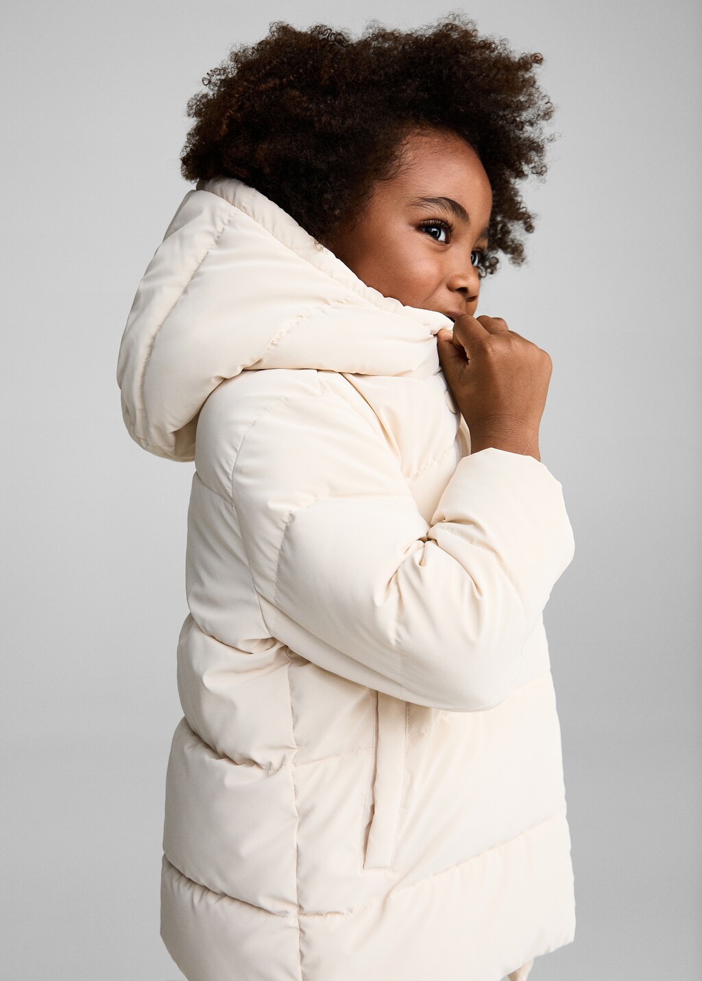 Padded anorak with shearling lining