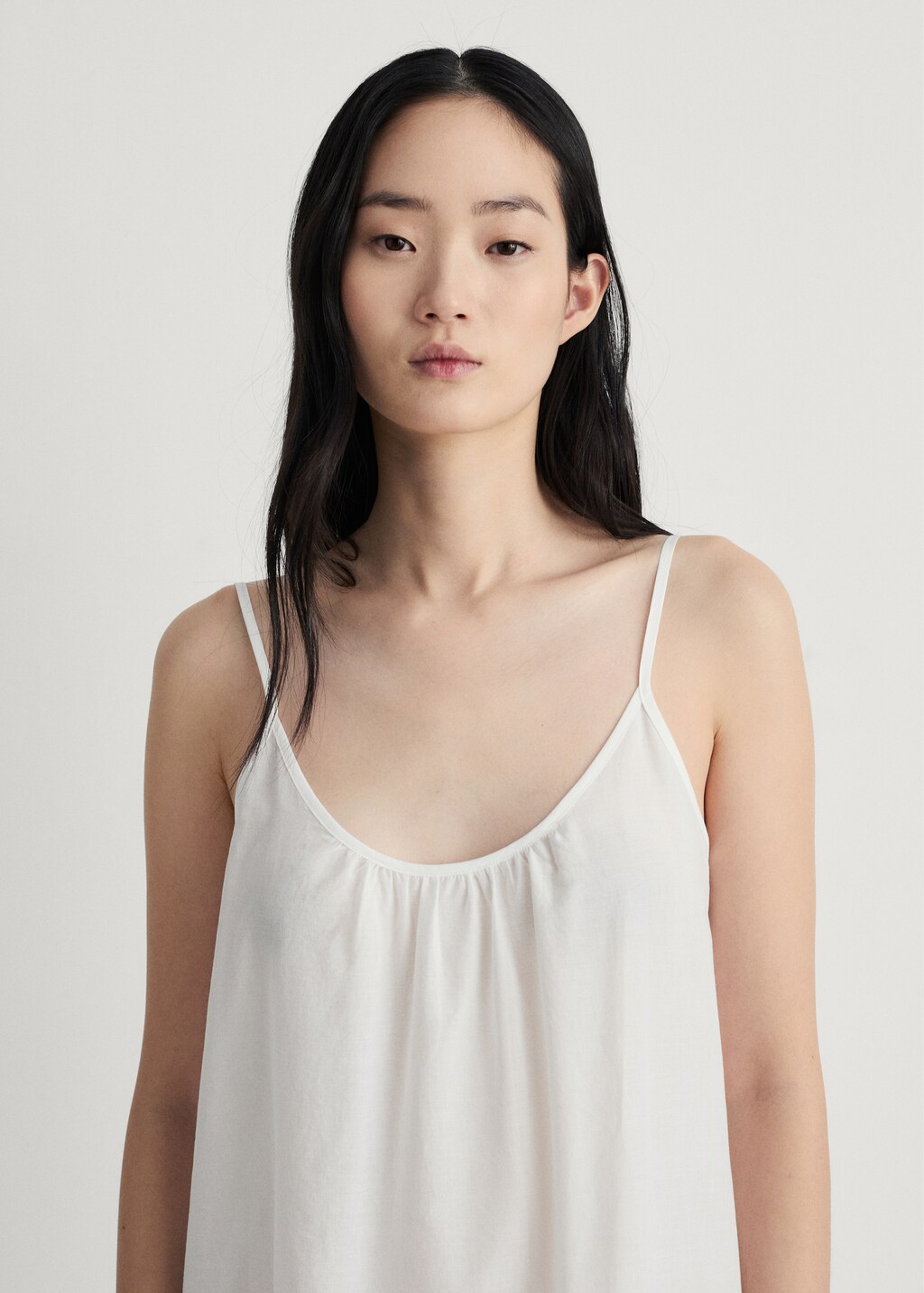 Cotton spaghetti-strap nightgown
