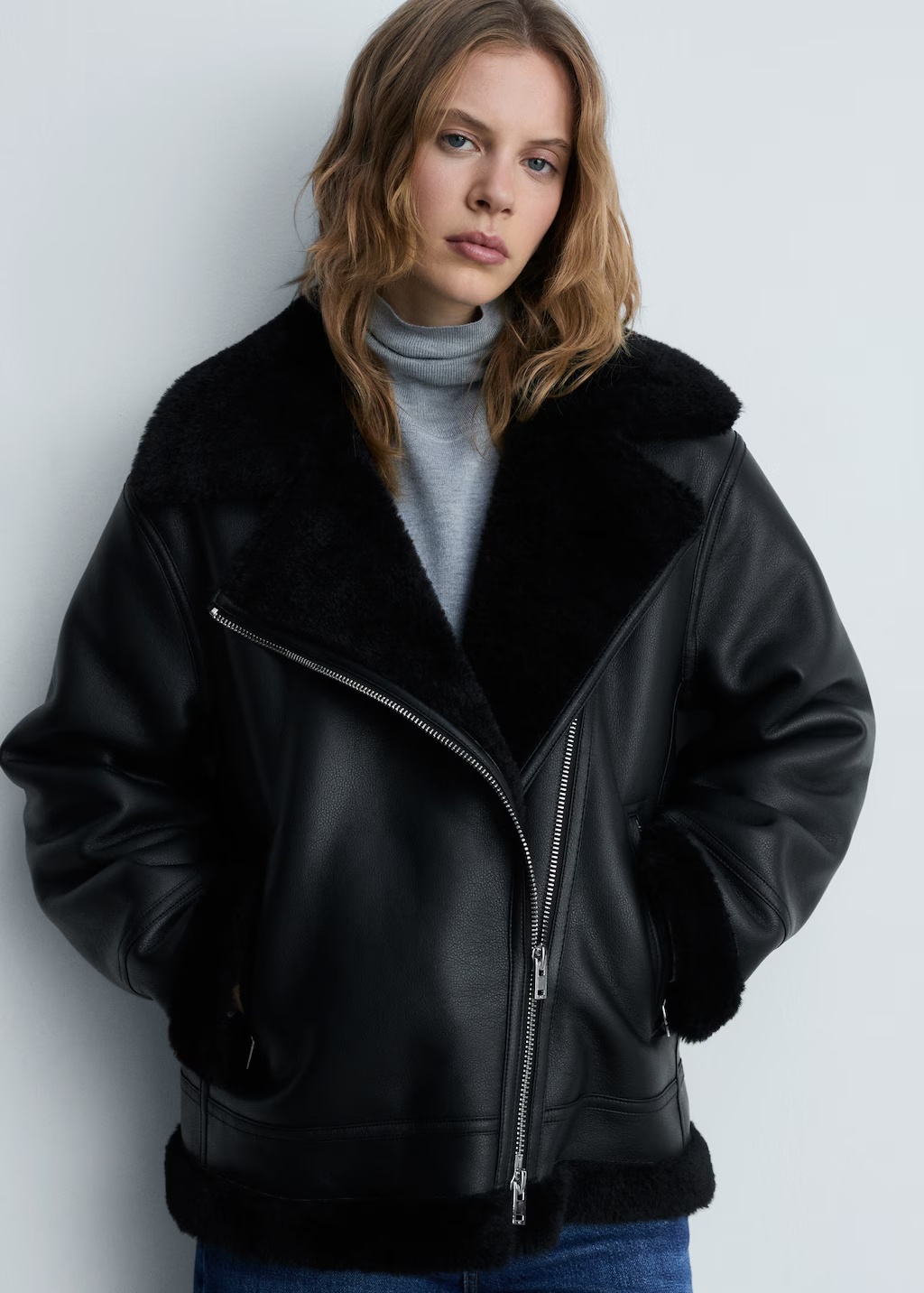 Jacket with shearling-effect lining