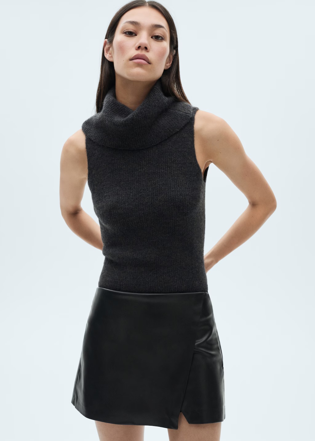 Leather-effect culottes
