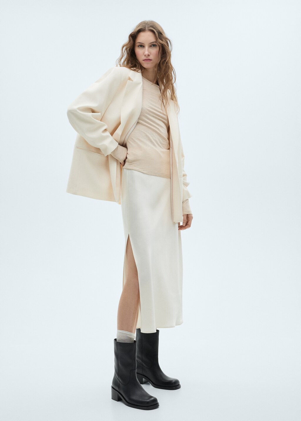 Squared toe leather ankle boots