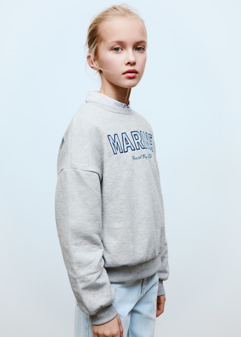 Cotton sweatshirt with embroidered message