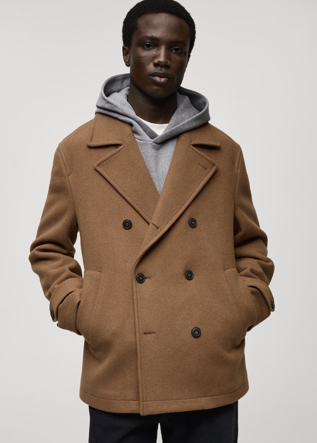 Wool double-breasted coat