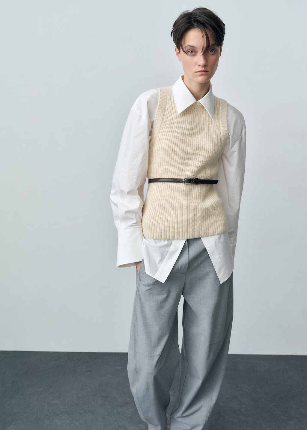 Ribbed wool-blend top