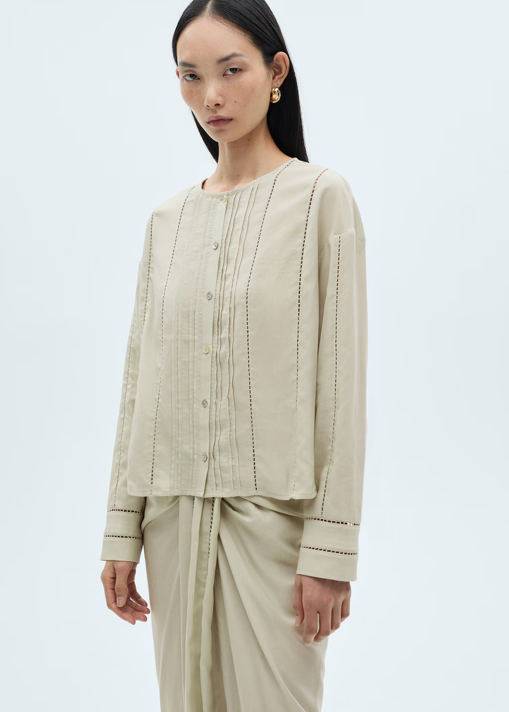 Lyocell blouse with openwork details
