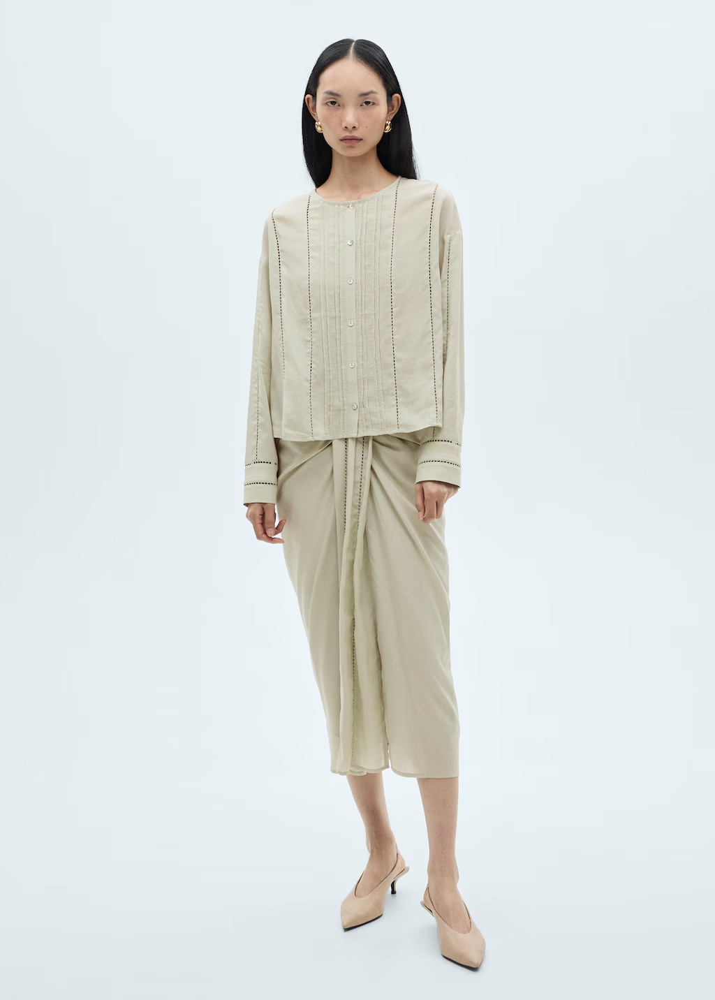 Lyocell blouse with openwork details 3 Lyocell blouse with openwork details