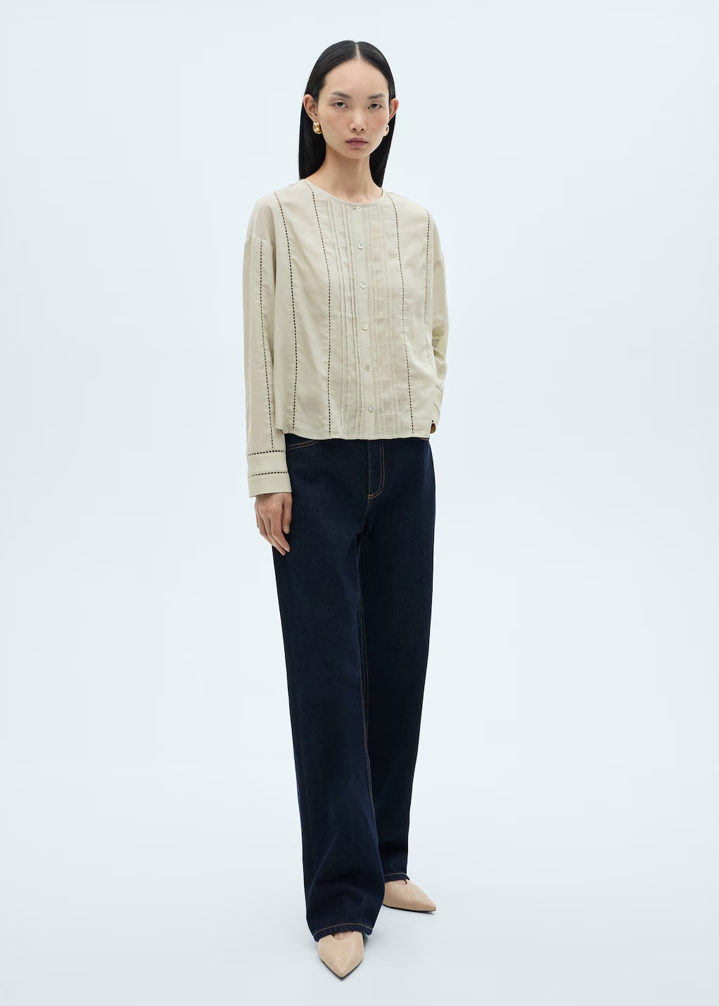 Lyocell blouse with openwork details 6 Lyocell blouse with openwork details