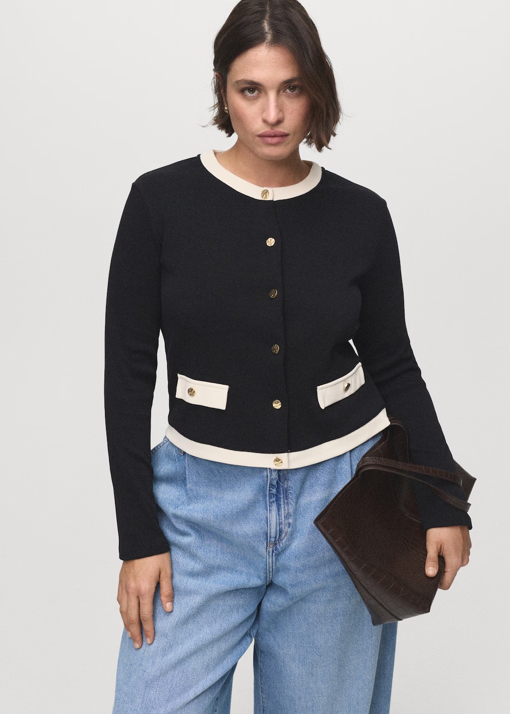 Contrasting cotton cardigan 9 Contrasting cotton cardigan