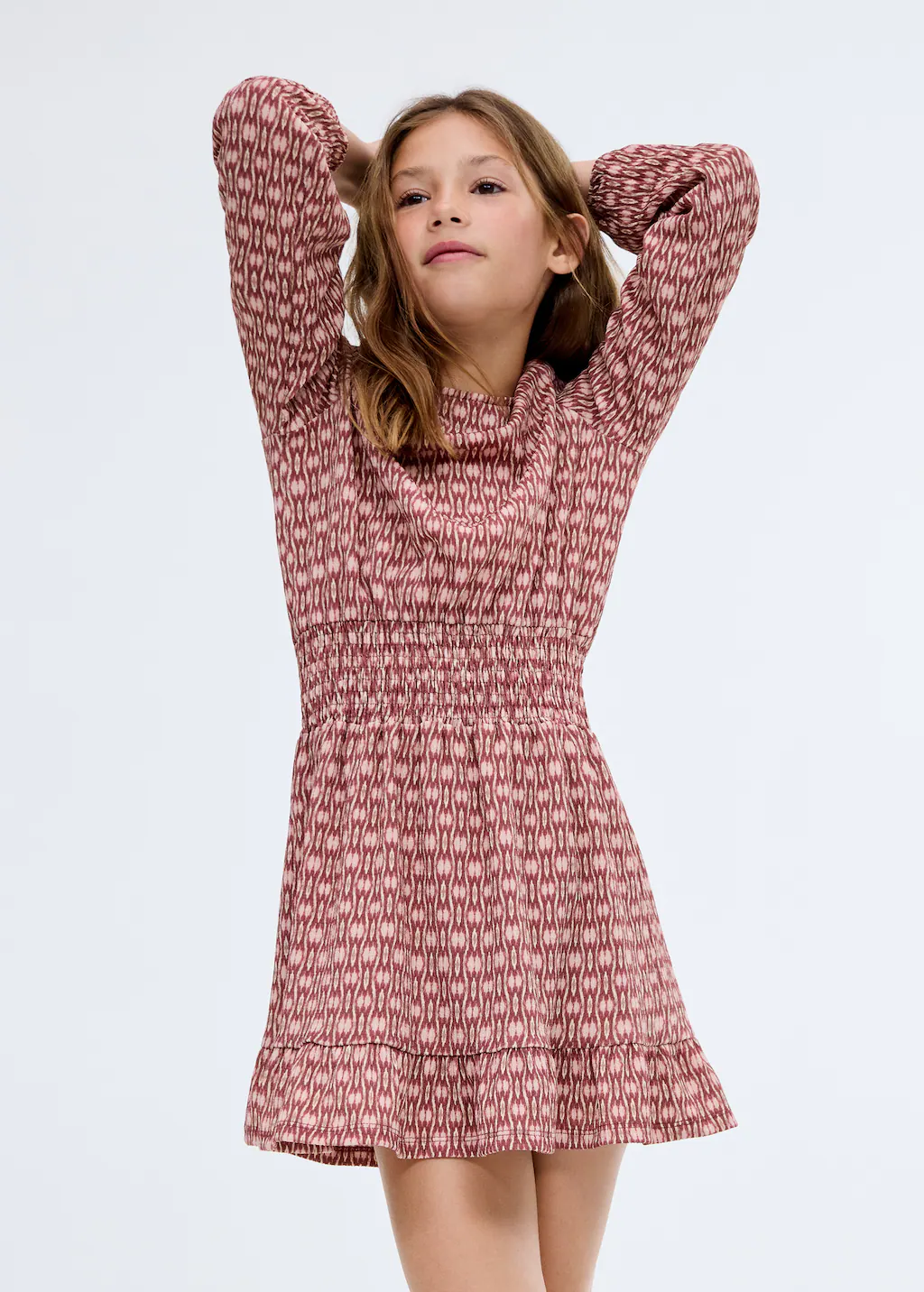 Printed ruched dress