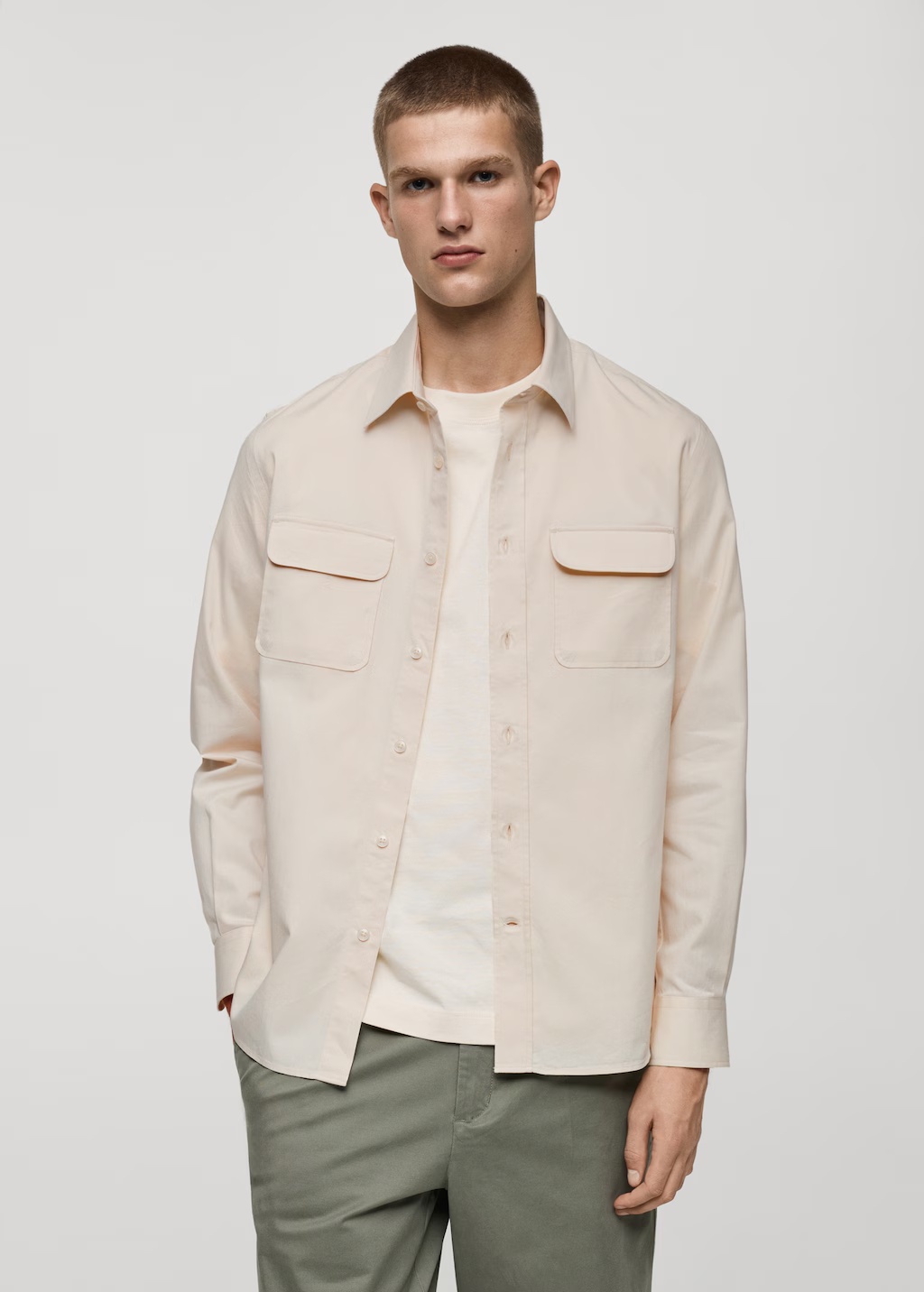 Twill cotton overshirt with pockets
