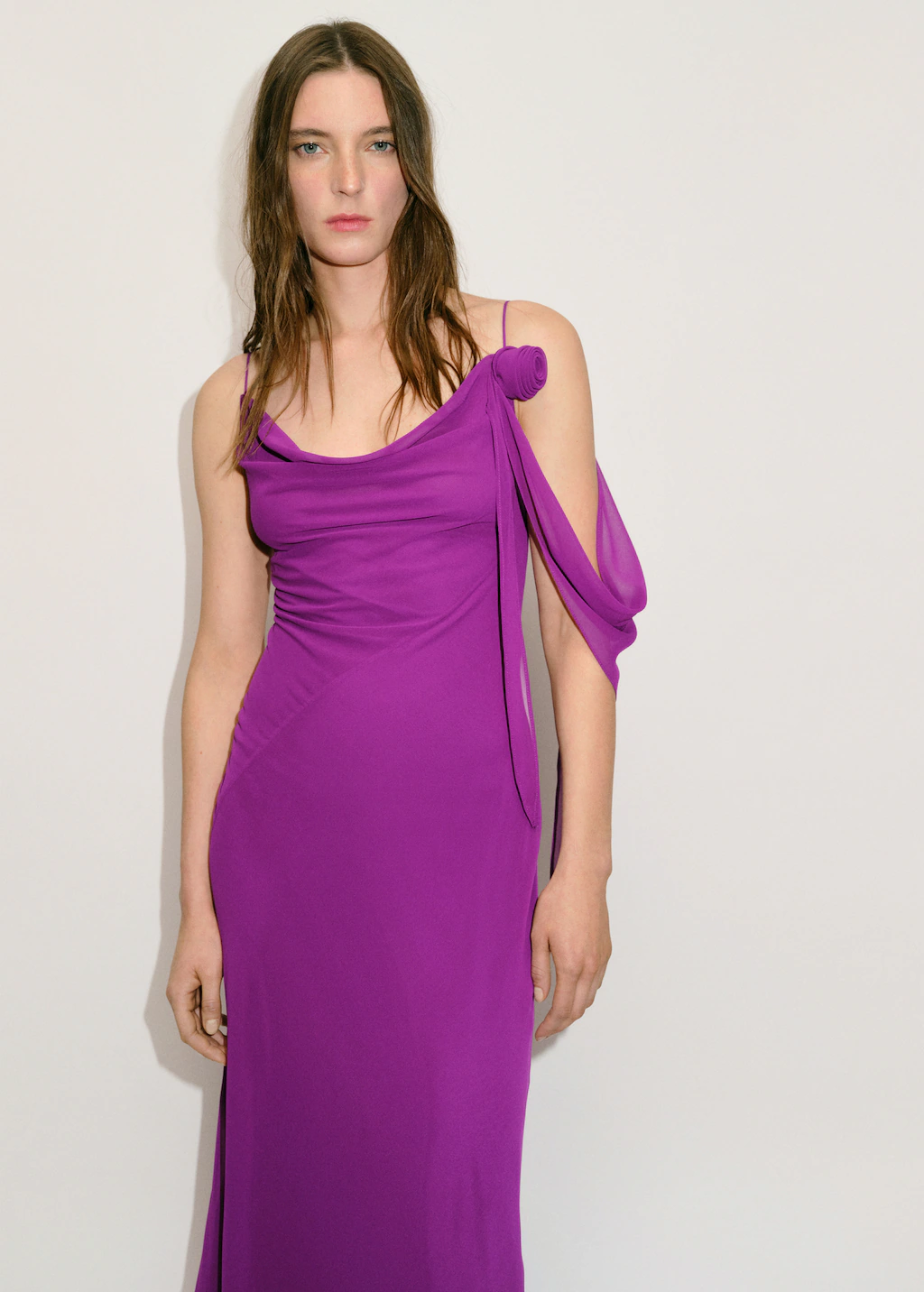 Draped dress with flower detail