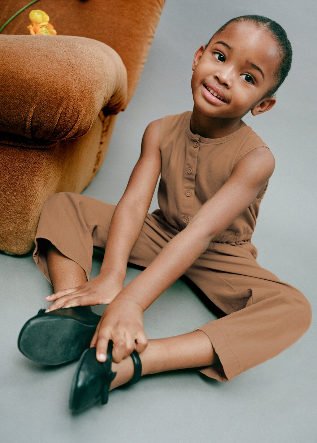 Buttoned long jumpsuit