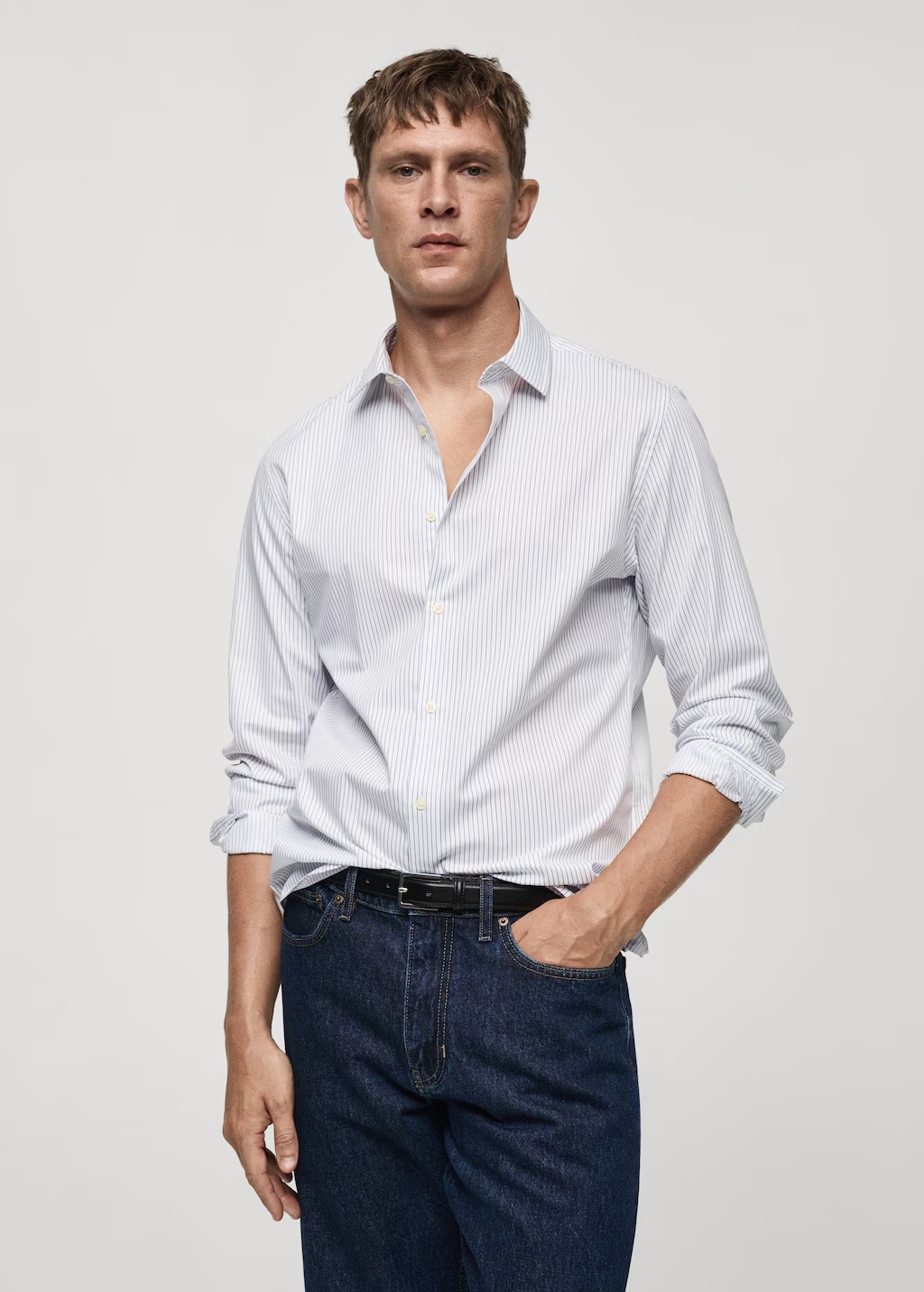 Slim fit striped cotton shirt