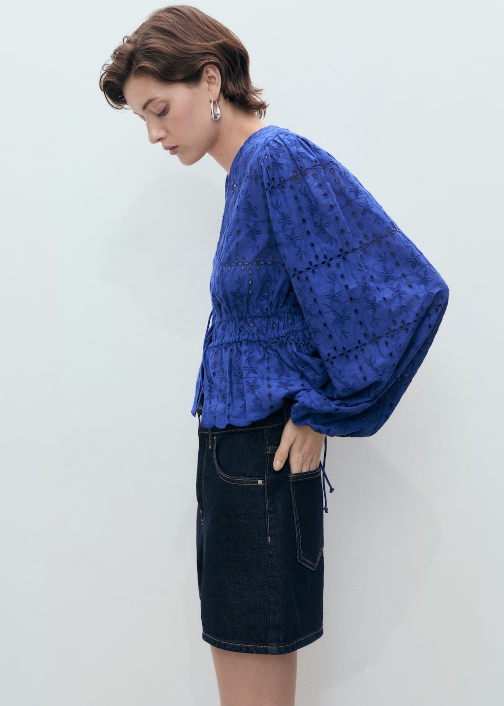 English embroidery blouse with bows