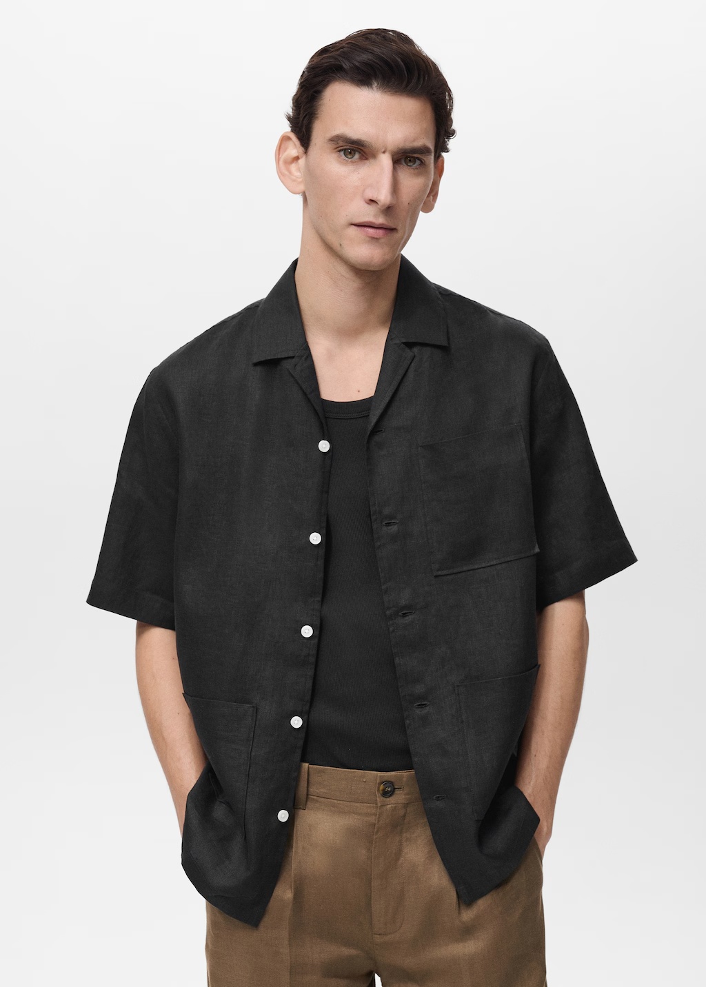 100% linen short sleeve shirt