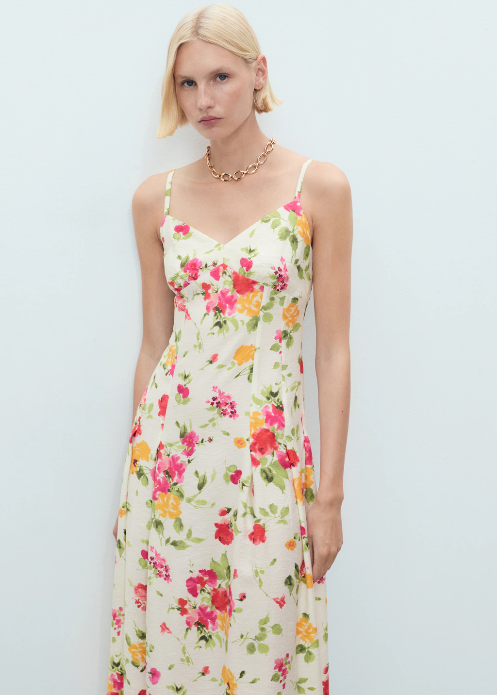 Floral-print flared dress